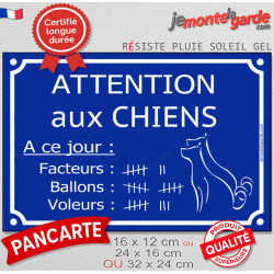 Plaque Portail bleue pluriel extérieur rue drôle "Attention aux Chiens, Nombre de Facteurs, Voleurs, Ballons" pancarte panneau