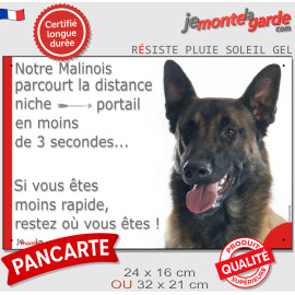 Berger Belge Malinois, plaque portail humour extérieur "parcourt Distance Niche-Portail moins 3 secondes" photo, résiste pluie s