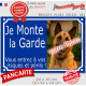 Photo personnalisable, plaque portail bleu marine foncé "Je Monte la Garde, entrez à vos risques et périls" look plaque de rue
