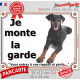 Dobermann noir et feu, Plaque portail extérieure photo "Je Monte la Garde, risques périls" Pancarte entrée Dobie