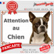 Plaque portail "Attention au Chien" Boston Terrier Tête pancarte panneau photo