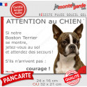 Boston Terrier bringé, plaque portail humour "Attention au Chien, Jetez Vous au Sol" 2 tailles JET D