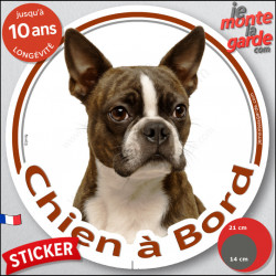 Boston Terrier bringé, sticker autocollant rond "Chien à Bord" 2 Tailles voiture D