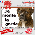 Bouledogue Américain bringé, plaque portail "Je Monte la Garde, risques périls" 2 tailles LUX D