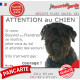 Bouvier des Flandres, plaque portail humour "Attention au Chien, Jetez Vous au Sol, secours, courage" photo pancarte drôle