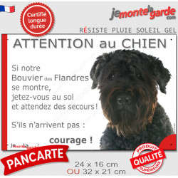 Bouvier des Flandres, plaque humour "Attention au Chien, Jetez Vous au Sol" 2 tailles JET D