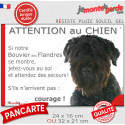 Bouvier des Flandres, plaque humour "Attention au Chien, Jetez Vous au Sol" 2 tailles JET D