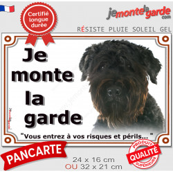 Bouvier des Flandres, plaque extérieure "Je Monte la Garde, risques périls" 2 tailles LUX D