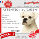 Boxer tout blanc, plaque portail humour "Attention au Chien, Jetez Vous au Sol, attendez des secours, courage !" marrant photo