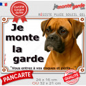 Boxer Fauve, plaque portail photo "Je Monte la Garde, risques périls" 2 tailles LUX D