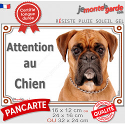 Boxer fauve, plaque extérieure photo "Attention au Chien" 3 tailles LUX D