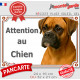Boxer fauve, plaque portail "Attention au Chien" pancarte panneau photo Boxer marron orange