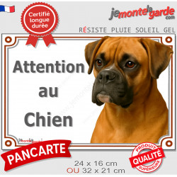 Boxer fauve, plaque extérieure photo "Attention au Chien" 2 tailles LUX D