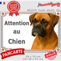 Boxer fauve, plaque extérieure photo "Attention au Chien" 2 tailles LUX D