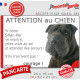 Shar-Peï noir, plaque humour "Attention au Chien, Jetez Vous au Sol, courage" pancarte panneau drôle sharpei photo