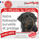 Rottweiler Tête, Plaque Portail rouge "Je Monte la Garde, surveille protège" pancarte, panneau photo attention au chien Rott
