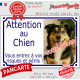Photo personnalisable, pancarte portail bleu marine avec liseré blanc "Attention au Chien, risques périls" look plaque de rue ex