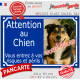 Photo personnalisable, pancarte portail bleu marine foncé "Attention au Chien, risques périls" look plaque de rue extérieure