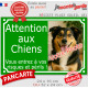 Photo personnalisable, pancarte portail vert gazon "Attention au Chien, risques périls" look plaque de rue extérieure