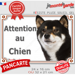 Shiba Inu noir et feu, plaque portail "Attention au Chien" 2 tailles LUX D