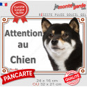 Shiba Inu noir et feu, plaque portail "Attention au Chien" 2 tailles LUX D