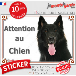 Berger Belge Groenendael noir, panneau autocollant "Attention au Chien" Pancarte sticker entrée photo adhésif