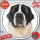 Saint-Bernard, sticker autocollant rond extérieur "photo" Disque adhésif st-bernard résiste, pluie soleil gel