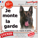 Malinois, sticker extérieur photo "Je Monte la Garde, risques périls" 3 tailles LUX D