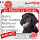 Flat Coated Retriever Tête, Plaque Portail rouge "Je Monte la Garde, surveille protège" pancarte panneau attention au chien 