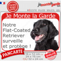Flat Coated Retriever, plaque rouge "Je Monte la Garde, surveille protège" 2 tailles RED D