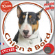 Bull Terrier tricolore Tête, sticker autocollant rond "Chien à Bord" Disque photo adhésif vitre voiture auto