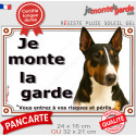 Bull Terrier tricolore, plaque portail "Je Monte la Garde, risques périls" 2 tailles LUX D