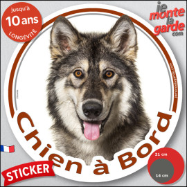 Inuit du Nord, disque photo autocollant "Chien à Bord" Sticker adhésif rond vitre voiture Northern Inuit, résiste pluie soleil g