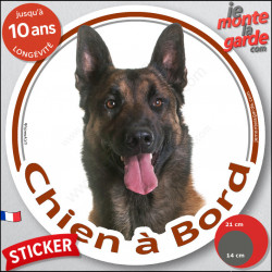 Berger Belge Malinois, sticker voiture rond "Chien à Bord" 2 tailles D