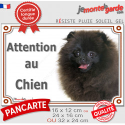 Spitz noir, plaque extérieure photo "Attention au Chien" 2 tailles LUX