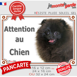 Spitz noir, plaque portail "Attention au Chien" Loulou Poméranien photo spitz nain, résiste pluie soleil gel, idée cadeau