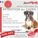 Boxer fauve, plaque portail humour "Attention au chien, Jetez Vous au Sol" 2 tailles D
