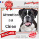 Boxer Bringé foncé, plaque portail "Attention au Chien" panneau résiste intempéries, rayé photo