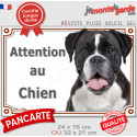 Boxer Bringé foncé, plaque portail "Attention au Chien" 2 tailles LUX D