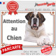 Saint-Bernard, plaque portail "Attention au Chien" pancarte photo entrée extérieure, résiste intempéries