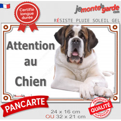 Saint-Bernard, plaque portail "Attention au Chien" pancarte photo entrée extérieure, résiste intempéries