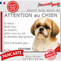 Shih-Tzu or gold, plaque extérieure humour "Attention au Chien, Jetez Vous au Sol, courage" 2 tailles JET D
