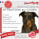 Beauceron Arlequin Tête, plaque portail humour "Attention au Chien, Jetez Vous au Sol" Berger Beauce bleu merle pancarte photo