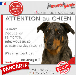 Beauceron Arlequin Tête, plaque portail humour "Attention au Chien, Jetez Vous au Sol" Berger Beauce bleu merle pancarte photo