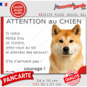 Akita Inu rouge, plaque humour "Attention au Chien, Jetez Vous au Sol" 2 tailles JET D