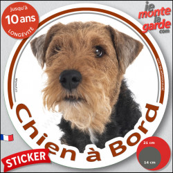 Welsh Terrier, sticker autocollant rond "Chien à Bord" disque adhésif voiture, photo race