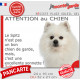 Plaque portail "Attention au Chien, notre Spitz Loulou tout blanc est une excellente sonnette" pancarte humour panneau