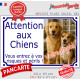 Photo personnalisable, plaque pluriel portail blanc liseré bleu "Attention aux Chiens, risques périls" rue résiste intempéries