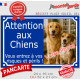 Photo personnalisable, plaque pluriel portail Bleu Marine "Attention aux Chiens, risques périls" plaque rue résiste intempéries