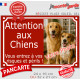 Photo personnalisable, plaque pluriel portail Bordeaux Rouge basque "Attention aux Chiens, risques périls" résiste intempéries